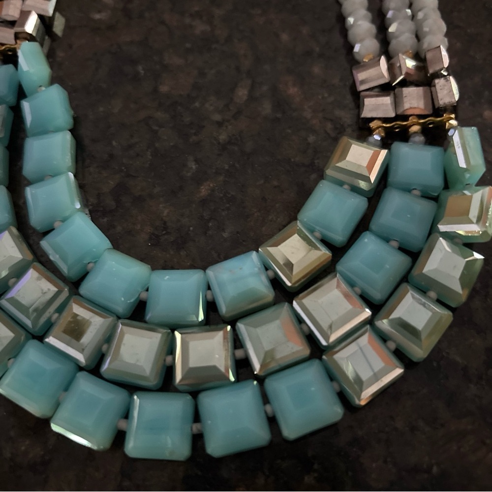 Nakamol Aqua and Silver Beaded Necklace - Picture 2 of 4